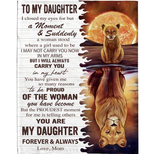 Personalized To My Daughter Mom Love You Proud You Lion Gift Ideas Blanket, Mother's Day Blanket