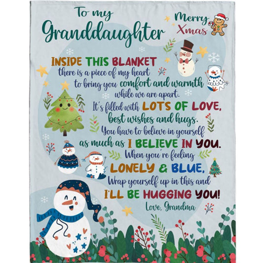 Personalized To My Granddaughter Christmas Gift Ideas Xmas Grandma Love You Blanket, Mother's Day Blanket