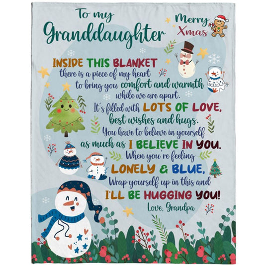 Personalized To My Granddaughter Christmas Gift Ideas Xmas Grandpa Love You Blanket, Mother's Day Blanket
