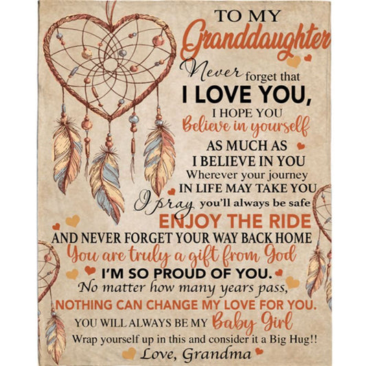 Personalized To My Granddaughter Dreamcatcher Grandma Love You Gift Ideas Blanket, Mother's Day Blanket