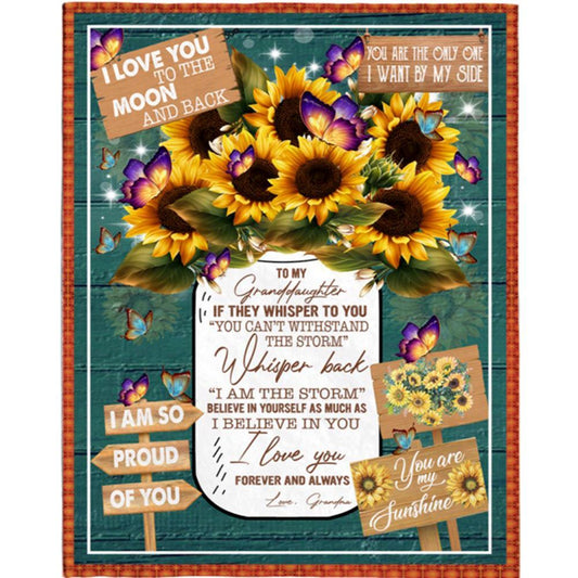 Personalized To My Granddaughter Grandma Love You Sunflower Gift Ideas Blanket, Mother's Day Blanket