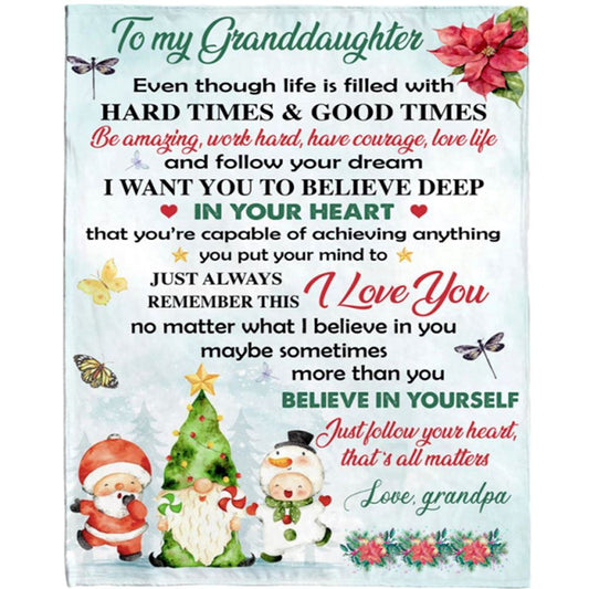 Personalized To My Granddaughter Grandpa Love You Christmas Xmas Gift Ideas Blanket, Mother's Day Blanket