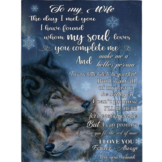 Personalized To My Wife I Love You Forever Always Wolf Christmas Gift Ideas From Husband Blanket, Mother's Day Blanket