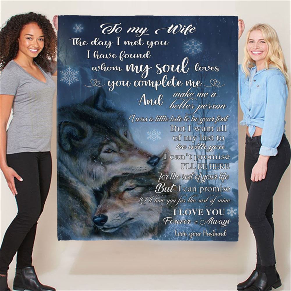 Personalized To My Wife I Love You Forever Always Wolf Christmas Gift Ideas From Husband Blanket, Mother's Day Blanket