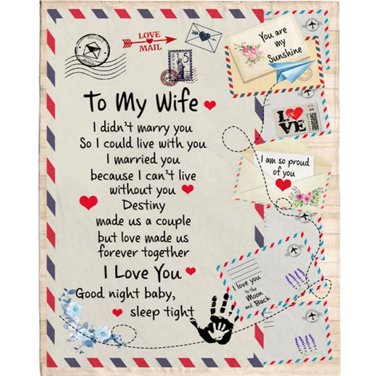 Personalized To My Wife I Married You Can't Live Without You Love Good Night Letter Envelope Gift Fleece Blanket, Mother's Day Blanket