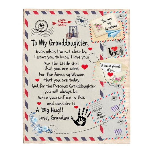 To My Granddaughter Grandma Love You Wrap Yourself Up A Big Hug Letter Envelope Blanket, Mother's Day Blanket