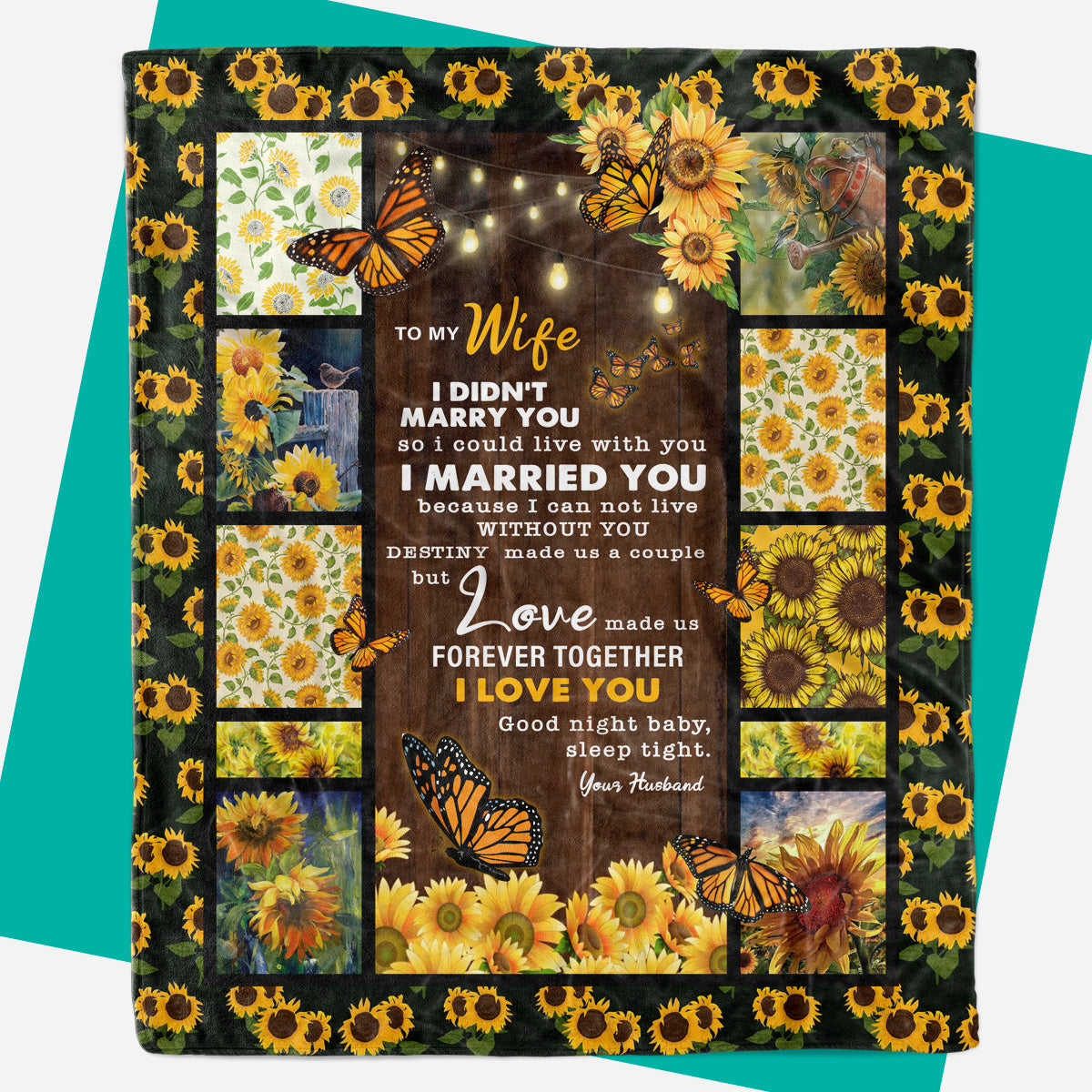 Anniversary Gifts For Wife, Sunflower Butterfly To My Wife Blanket, Birthday Gift For My Wife, Valentine Day Gift For Wife