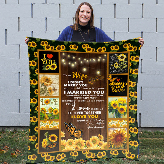 Birthday Gift Ideas For Wife, Valentine Day Gift For Wife, Best Anniversary Gift For Wife, Sunflower Butterfly To My Wife Blanket