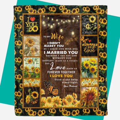 Birthday Gift Ideas For Wife, Valentine Day Gift For Wife, Best Anniversary Gift For Wife, Sunflower Butterfly To My Wife Blanket