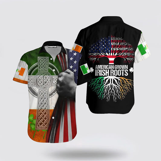 American Grown Irish Roots St.Patrick Day Hawaiian Shirt Hoodifize