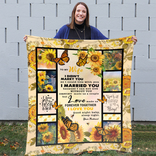 Best Anniversary Gift For Wife, Sunflower Butterfly To My Wife Blanket, Birthday Gift For Wife, Birthday Gift For My Wife