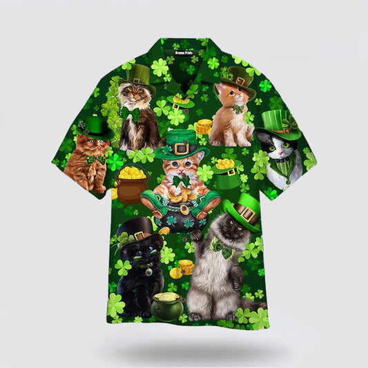 Cats Saint Patrick's Day Hawaiian Shirt Hoodifize