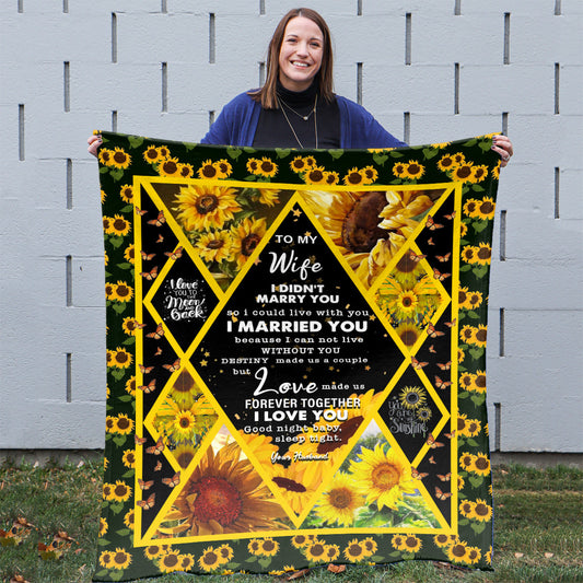 First Anniversary Gifts For Wife, Sunflower Butterfly To My Wife Blanket, Birthday Present For Wife, Birthday Gift For My Wife