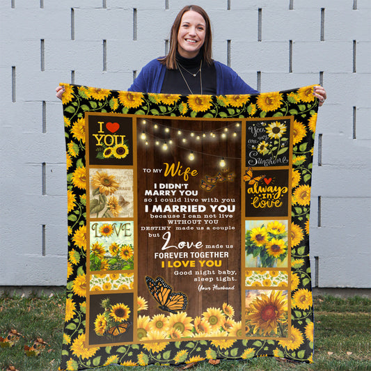 First Anniversary Gifts For Wife, Sunflower Butterfly To My Wife Blanket, Wife Birthday Gift Ideas, Valentine Day Gift For Wife