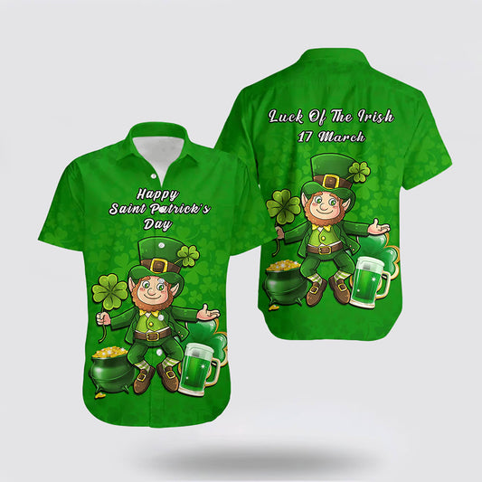 Ireland Hawaiian Shirt Saint Patricks Day Happy Leprechaun And Shamrock  Hoodifize