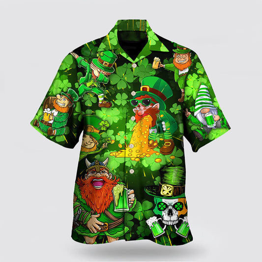 Irish Beer St Patrick's Day Viking Skull Leprechaun Gnome Hawaiian Shirt Hoodifize