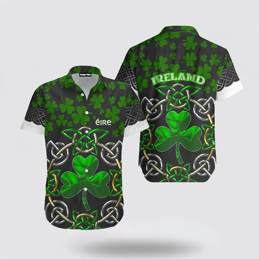 Irish Saint Patrick's Day Shamrock Celtic Cross Hawaiian Shirt Hoodifize
