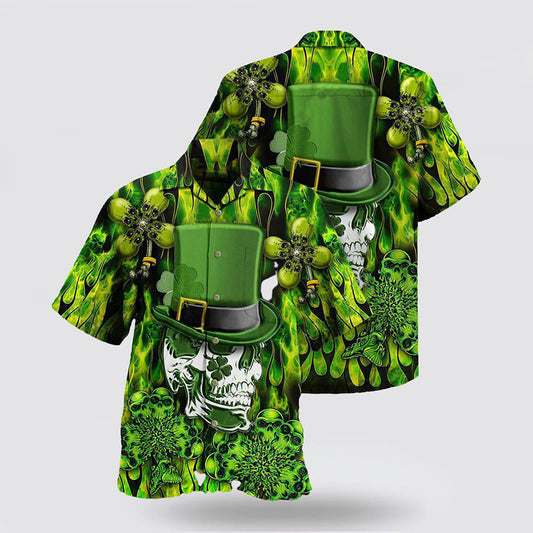 Irish Skull Enjoys Saint Patricks Day Hawaiian Shirt Hoodifize