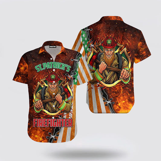 St PatrickS Day Firefighter Hawaiian Shirt Hoodifize