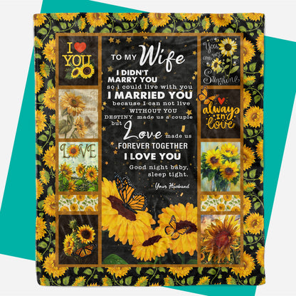 Sunflower Butterfly To My Wife Blanket, Best Anniversary Gift For Wife,  Birthday Gift Ideas For Wife, First Anniversary Gifts For Wife