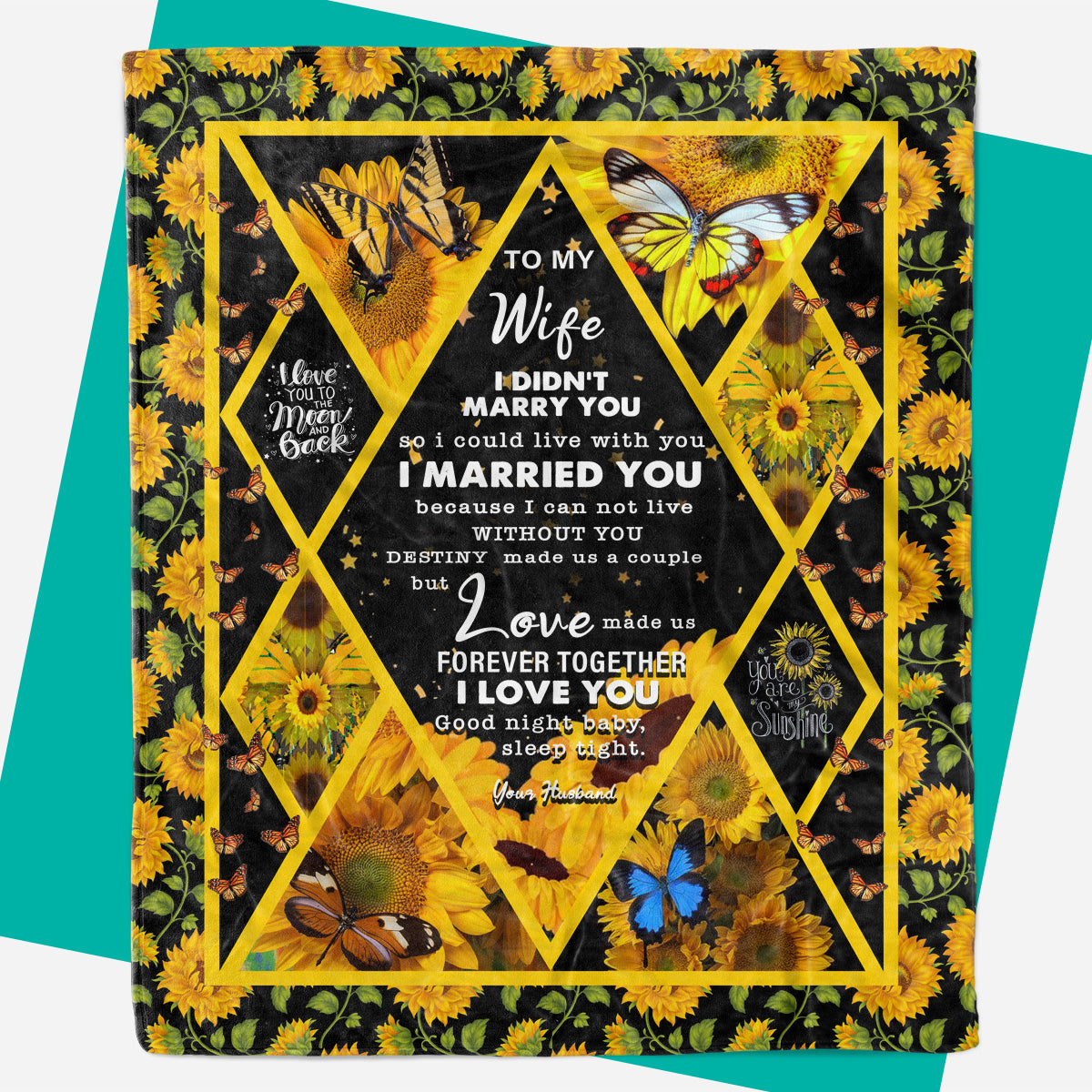 Sunflower Butterfly To My Wife Blanket, Birthday Gift For Wife, Valentine Day Gift For Wife, Birthday Gift For My Wife