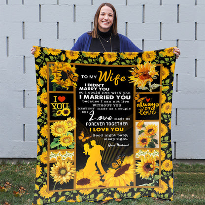Valentine Day Gift For Wife, Sunflower Butterfly To My Wife Blanket, First Anniversary Gifts For Wife,  Anniversary Gifts For Wife