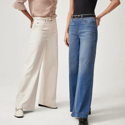 Seamed Front Wide Leg Jeans