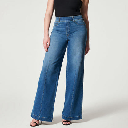 Seamed Front Wide Leg Jeans