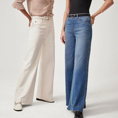 Seamed Front Wide Leg Jeans