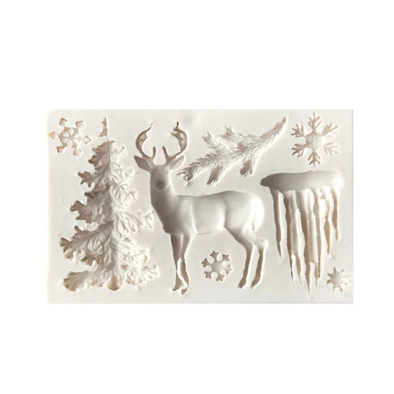 3D Christmas Elk Silicone Pastry Mold 3