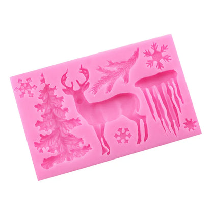 3D Christmas Elk Silicone Pastry Mold 5