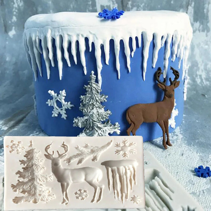 3D Christmas Elk Silicone Pastry Mold 6