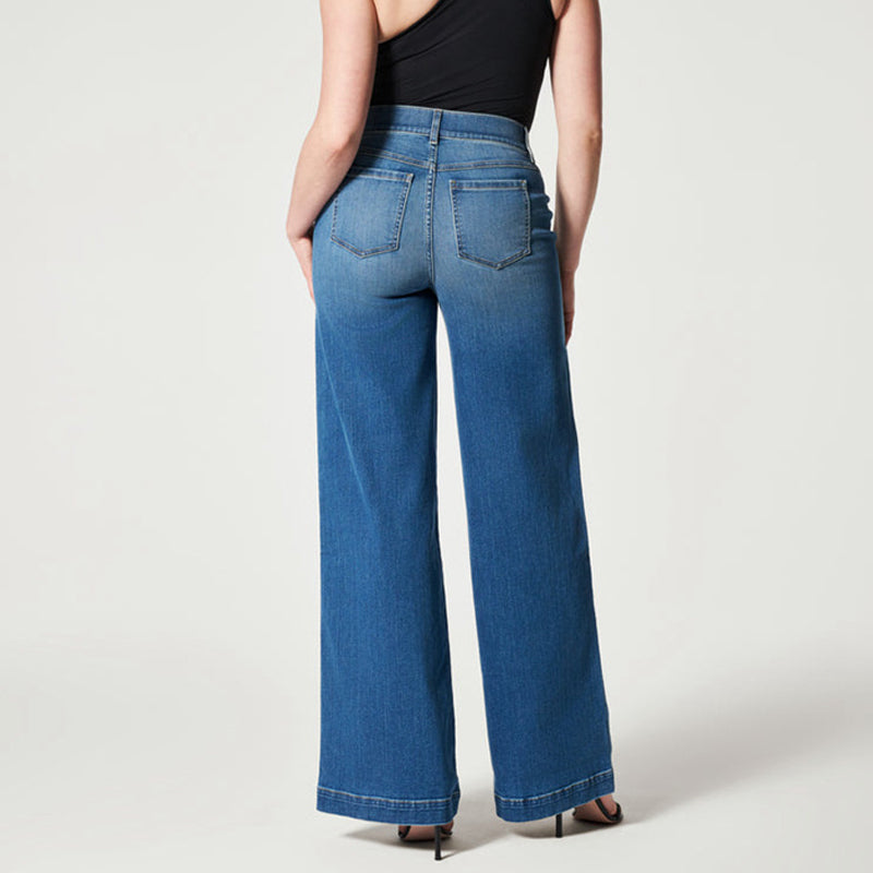 Seamed Front Wide Leg Jeans