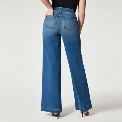 Seamed Front Wide Leg Jeans