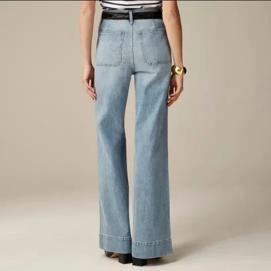 Tummy Control Sailor Wide Leg Jeans Trouser