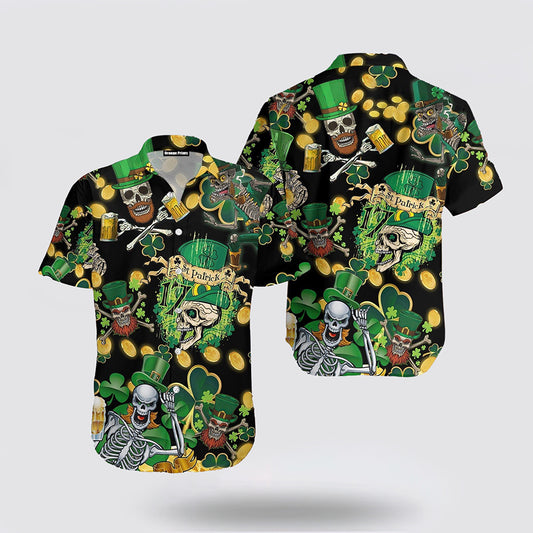 St. Patrick'S Day Skull Hawaiian Shirt Hoodifize
